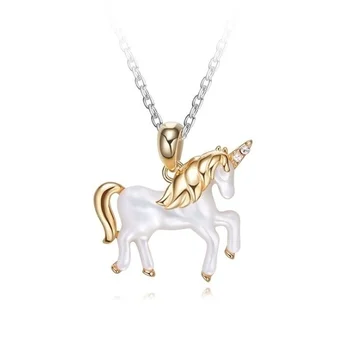

Fashion Simple Clavicle Chain Female Pendant Necklace Cute Children Unicorn Necklace with Pendant