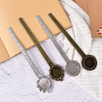 

New Flower Bookmark With Ruler Fit Inner 20mm Cabochon Base DIY Craft Student Stationery School Supplies Promotion Gift 1pcs