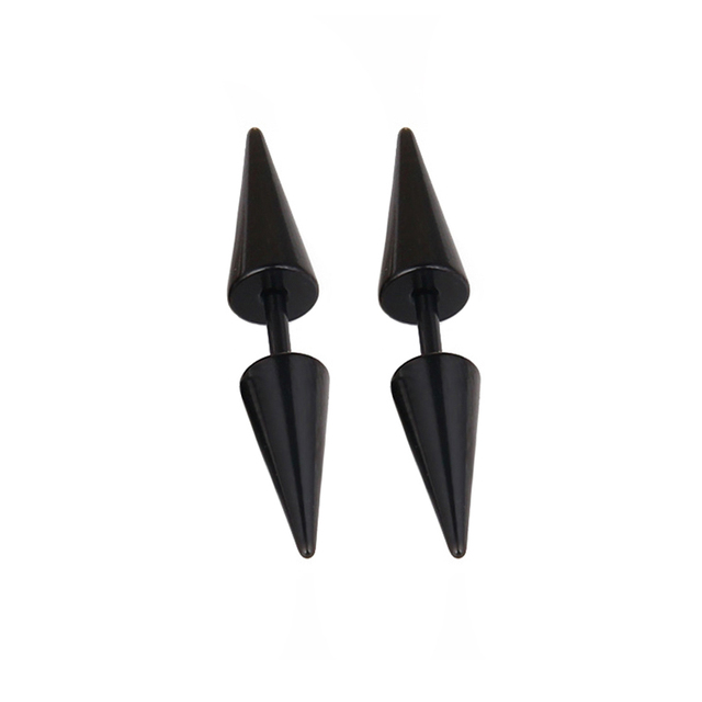 pair Punk Black-color Multiple Styles Stainless Steel Stud Earrings For Men and Women Street Pop Hip Hop Gothic Ear Jewelry