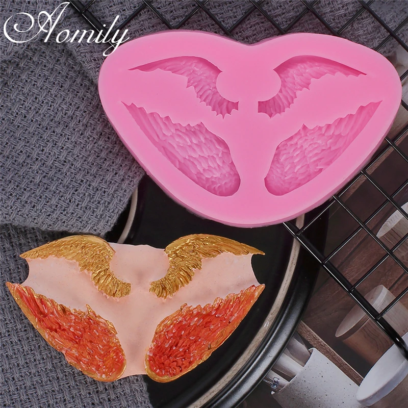 Aomily 3D Крылья Ангела силиконовые формы помадные Шоколадные конфеты DIY для торта