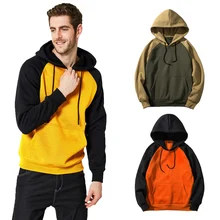 Разноцветная одежда с длинными рукавами Скейтбординг толстовки осень-зима утепленные кофты Мужской Повседневное в стиле пэчворк с капюшоном Спортивная одежда для бега XXL