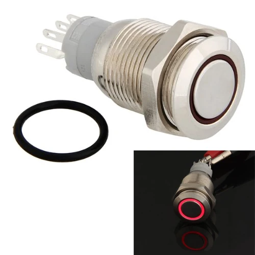 

12V Red LED Metal Switch Push Button Latching Momentary 16mm