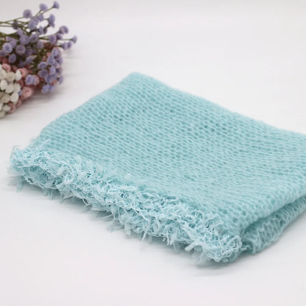 Newborn Photo Props Blanket Mohair Wrap Swaddling Photography Backdrop Babies Photo Shoot Accessories - Цвет: light blue