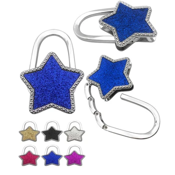 

500Pcs Portable Bag Hook Table Metal Bag Holder Portable Desk Handbag Hanger Star Alloy Hooks Rails Wedding Gifts Party Favors