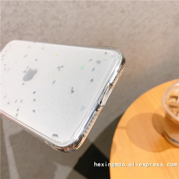 Блестящий блестящий чехол с блестками для iphone 11 11Pro Max 8 7 Plus 6S X XS Max XR блестящая Звезда Прозрачный чехол для телефона мягкий чехол