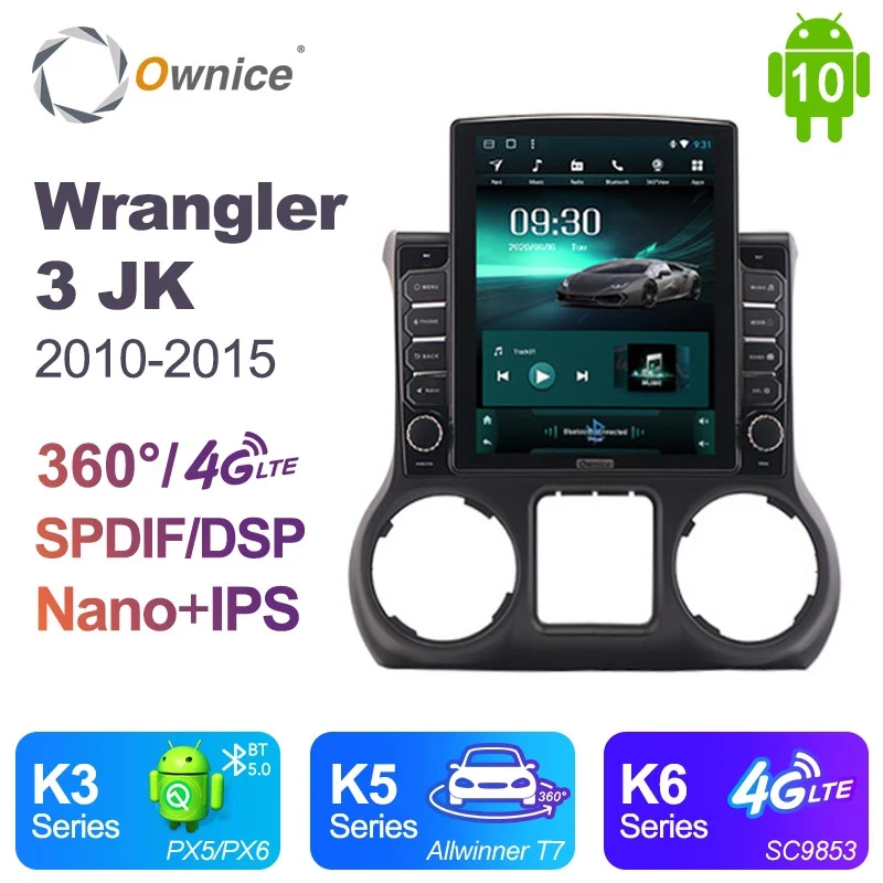 Автомобильный DVD-плеер Tesla Style DSP Android 10 0 64 ГБ для Jeep Wrangler 3 JK 2010 2012 2015 4G LTE GPS Wi-Fi Bluetooth 5