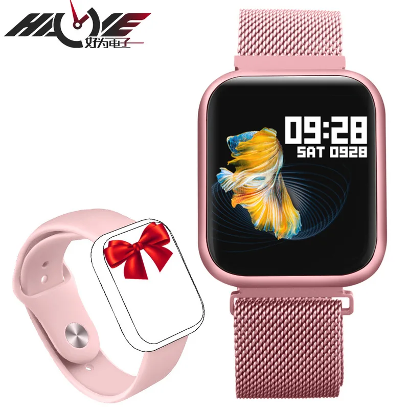 Cross border p80 smart watch full touch screen heart rate blood pressure remote control camera strap