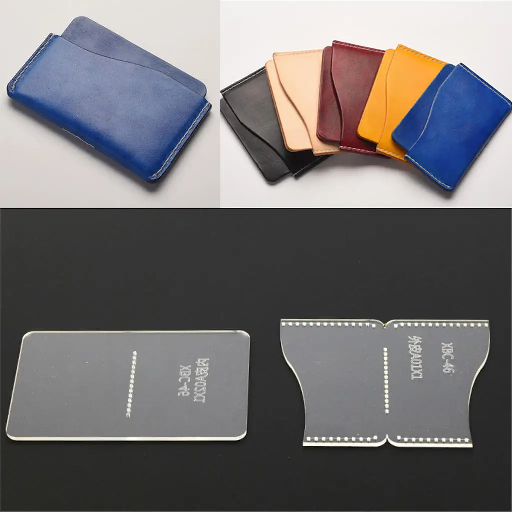 2 Pieces/Set Acrylic Card Bags Stencil Leather Pattern Template DIY Leathercrafts Tools leather craft tools leather craft template sewing stencils set