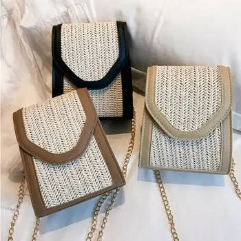 

Women Leather Straw Shoulder Lady Cross Body Bag Tote Messenger Satchel Purse US