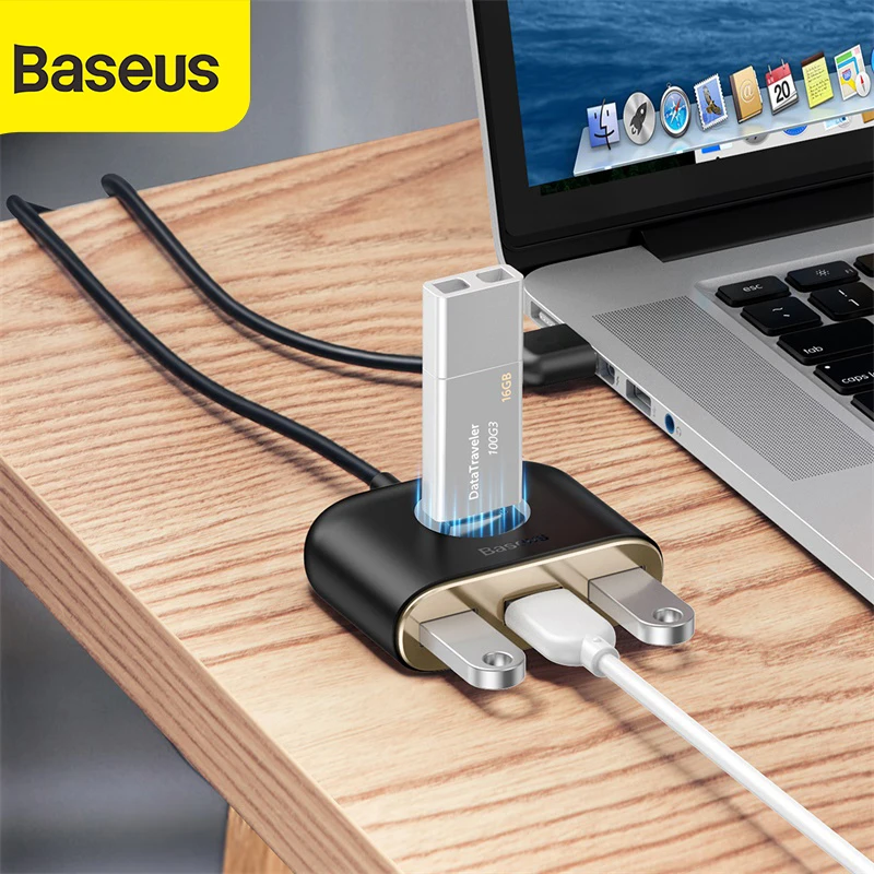 Разветвитель Baseus usb-хаб 3 0 на USB 4 порта для зарядки устройств Macbook ноутбуков C |