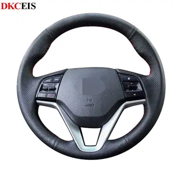 

Hand-stitched Black Soft PU Leather Artificial Leather Car Steering Wheel Cover for Hyundai Tucson 3 2019 2018 2017 2016 2015
