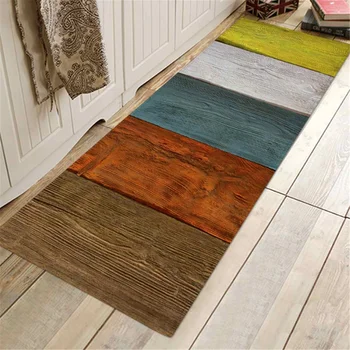 

Colorful Wood Pattern Kitchen Mat Home Doormat Carpet for Living Room Hallway Decor Floor Anti-Slip Mats Bedroom Door Bath Rug