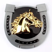 Equestrian theme Belt buckle Golden horse head buckle Belt DIY Components