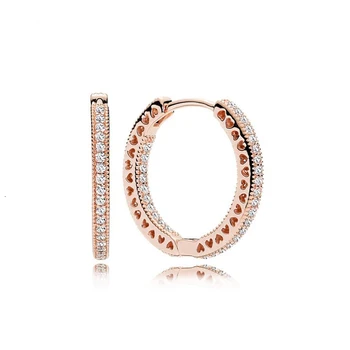 

100% sterling silver 1:1 glamour 286318cz oorringen hearts original female earrings wedding fashion jewelry