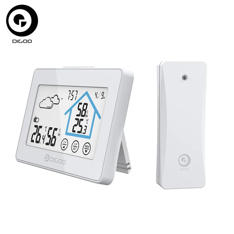 Digoo DG-TH8380 беспроводной термометр гигрометр сенсорный экран Погодная станция |