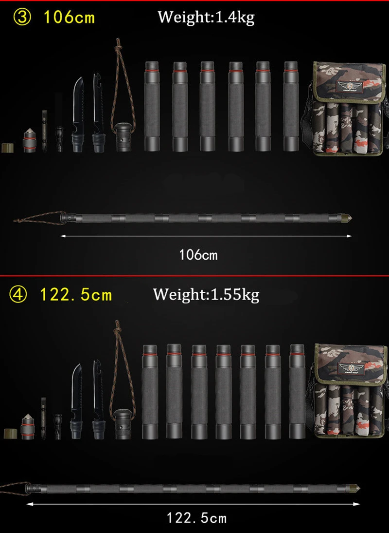 XC Multifunction Camping Hiking Walking Sticks Alpenstock Outdoor Aluminum Alloy Defense Tactical Stick Portable Camping Tools  (11)