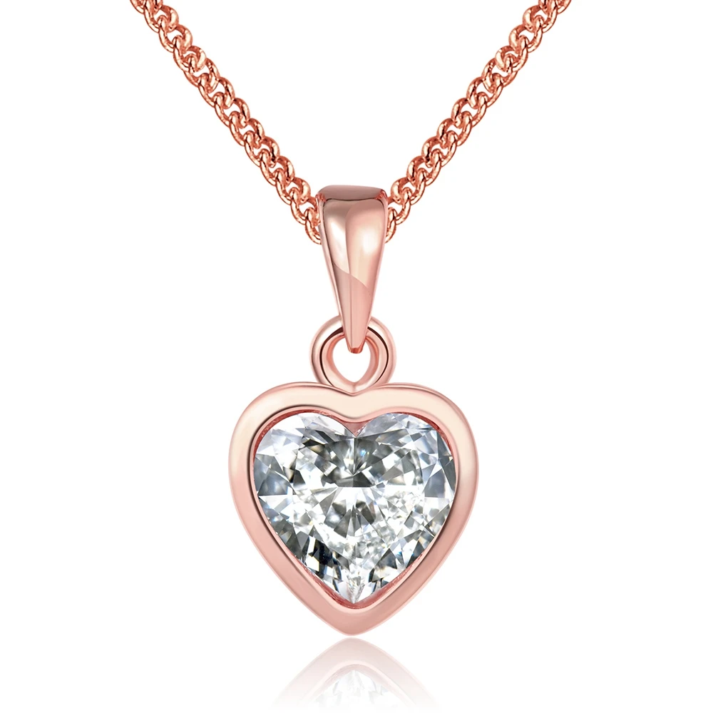 

TN306 Heart Shape Rose Gold Color 925 Sterling Silver Pendant Necklace Fashion Wedding Necklaces For Women Gift Jewelry