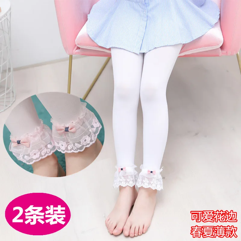 

Summer Silk Stockings Baby Pantyhose Kids White Dance Lace Socks GIRL'S Leggings Not Even Foot Thin Type for Spring And Autumn