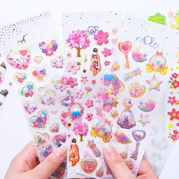 

Cherry Blossoms Crystal Transparent Bullet Journal 3D Decorative Stickers Adhesive Stickers DIY Decoration Diary Stickers