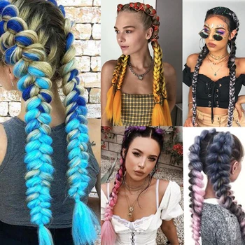 

105 Color 24 Inch Ombre Jumbo Braiding Hair Pre Stretched Synthetic Crochet Dreadlocks Hair Extensions For Box Twist Braids