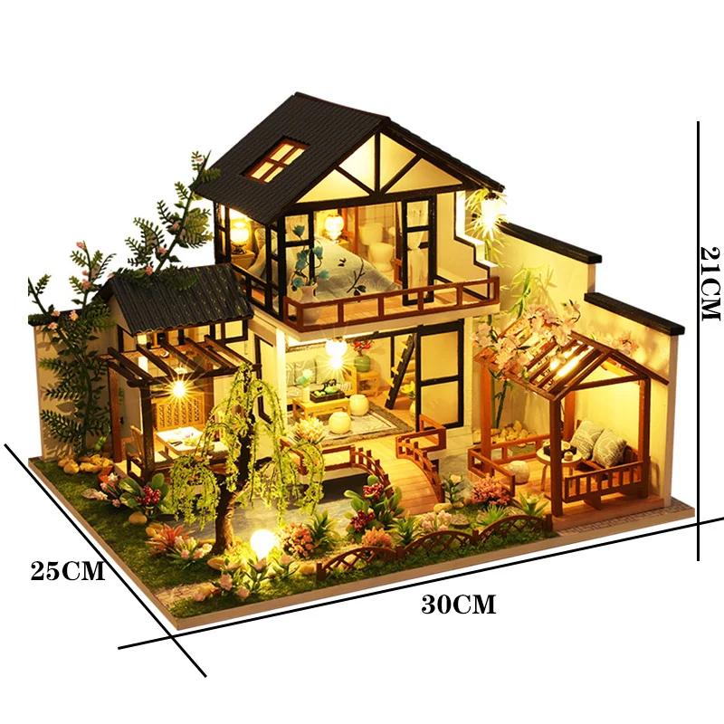 New DIY Chinese Style Cottage Wooden Doll House Kit Miniature With Furniture Casa Dollhouse Toys For Children Adults Xmas Gifts images - 6
