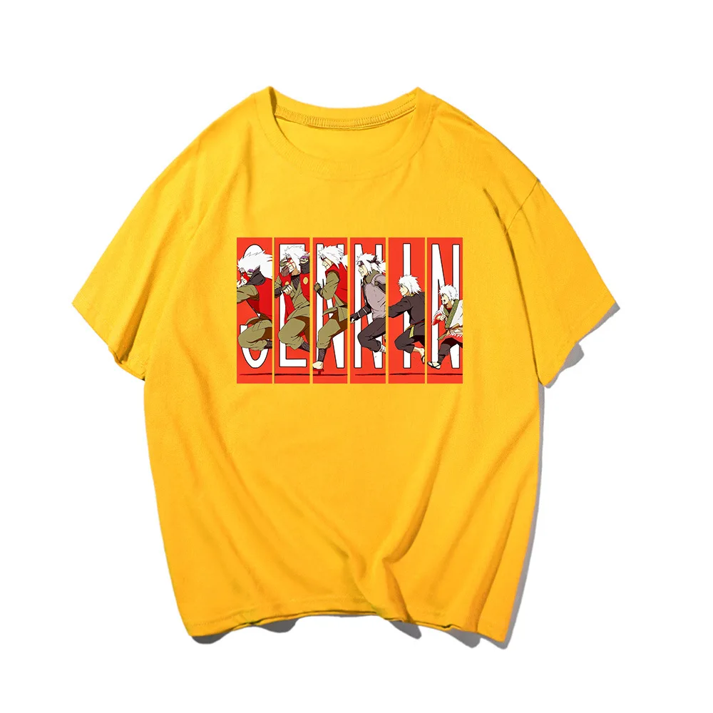 

Streetwear NARUTO Jiraiya T Shirt Japanese Anime Unisex Short Sleeve Yellow Loose Top Men Cotton T-shirt Harajuku Graphic Tshirt