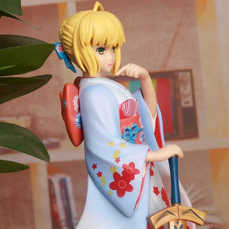 

25cm Fate Stay Night Saber with Kimono Japanese Anime Action Figure Collectible Figurine PVC Model Statue Toys