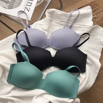 

Only a bra, 5 pure colors fashion pure bras women deep-v neck sexy brassiere seamless thin cup Bralette girls wire free cotton