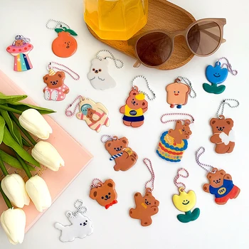 

Fashion Cartoon Bear Keychain Soft PVC Animal Key Chain For Women Bag Charm Keyring Trinket AirPods Wallet Cute Key Ring Jewelry