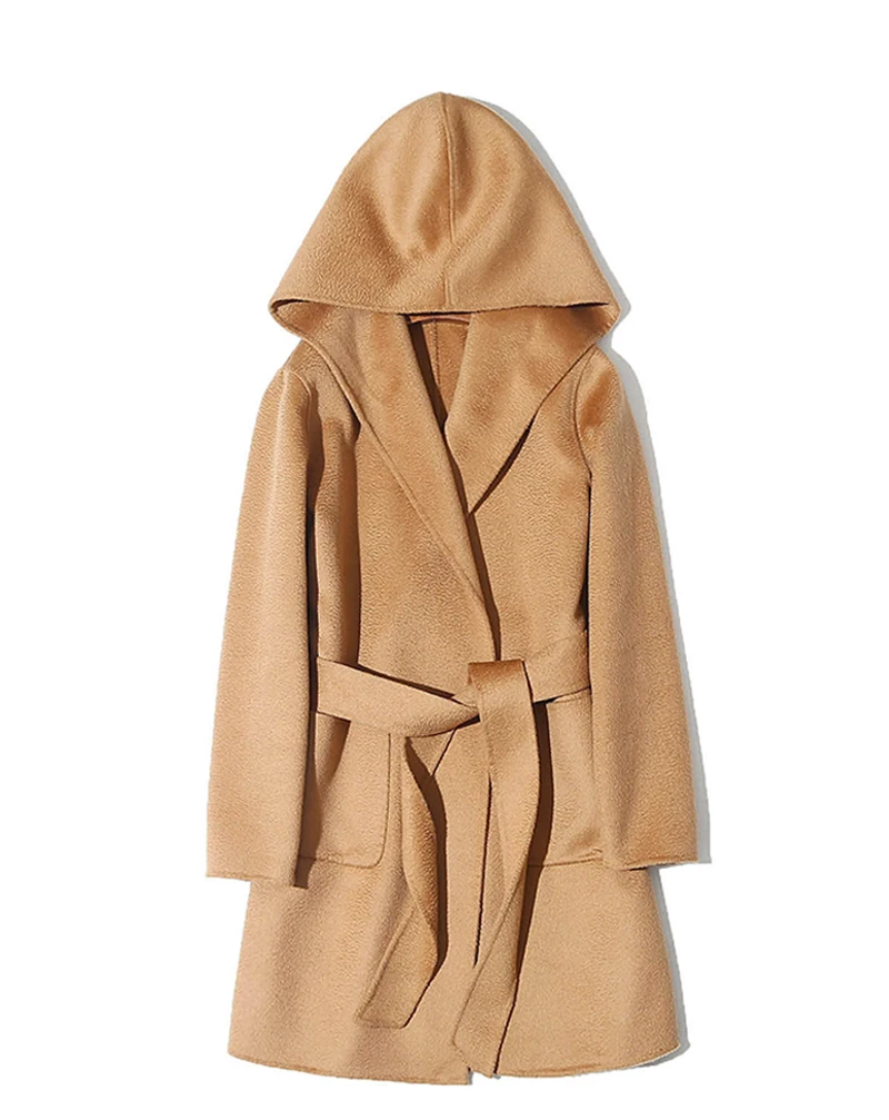 Зимний весенний женский модный Повседневный халат, дизайнерское шерстяное Свободное пальто с капюшоном