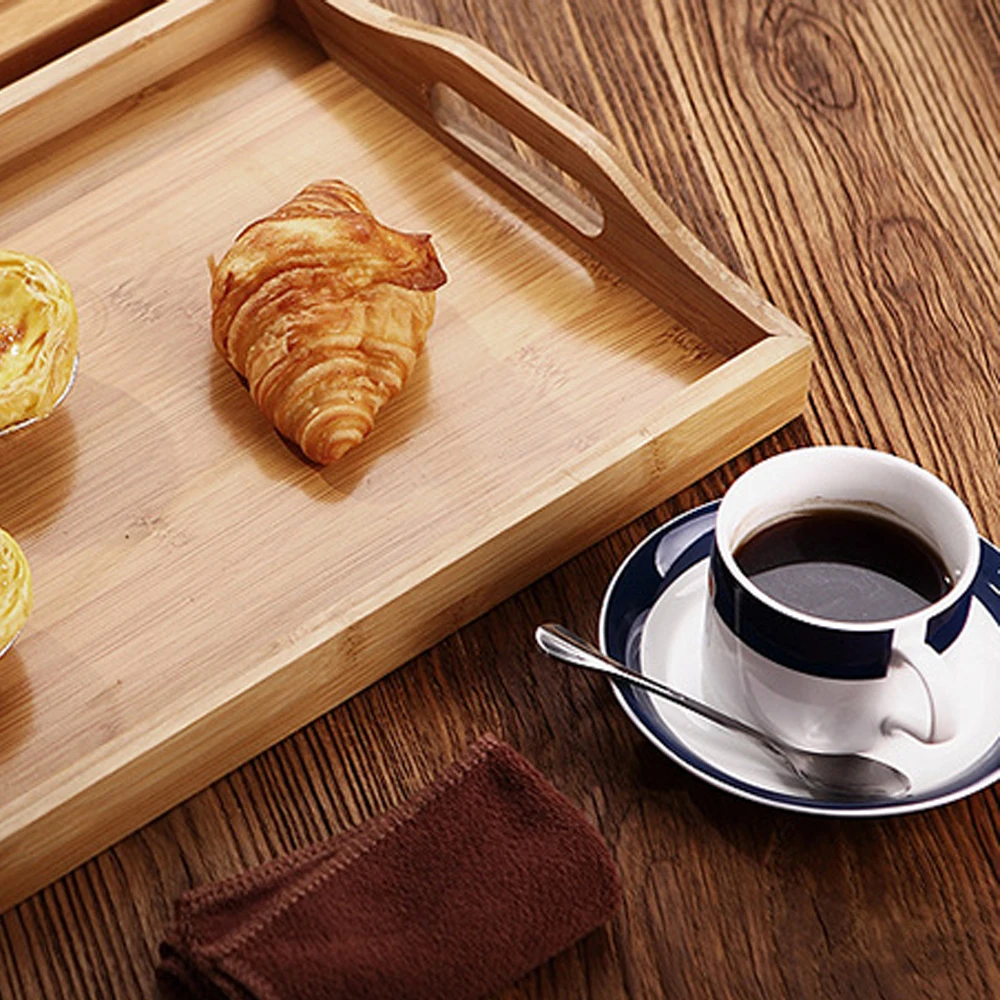 

Bathtub Trays Bathroom Serving Tray Bamboo Decorative Serving Tray with Handles Multipurpose Breakfast Food Tea Serving Tray