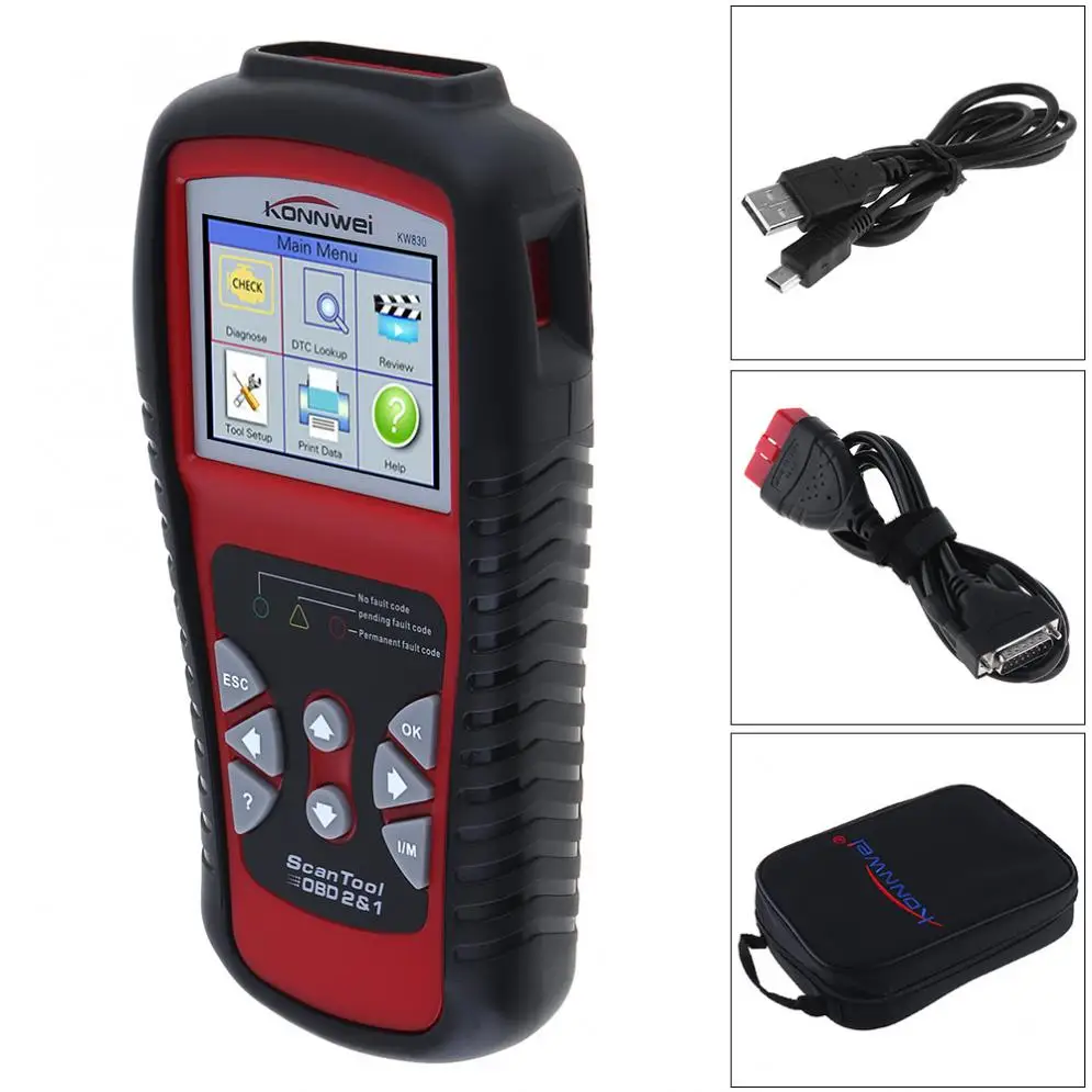 

KW830 OBDII 12V Multi-languages Automobile Diagnostic Scanner Support Detection Battery for 12V Gasoline Car