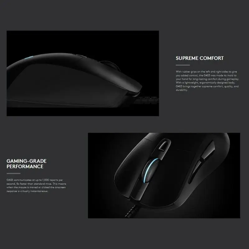 Logitech G403 Проводная RGB игровая мышь Подсветка 12000 Точек на дюйм для PUBG PC Gamer Поддержка Windows 10/8/7/Vista профессиональная игровая мышь, новинка