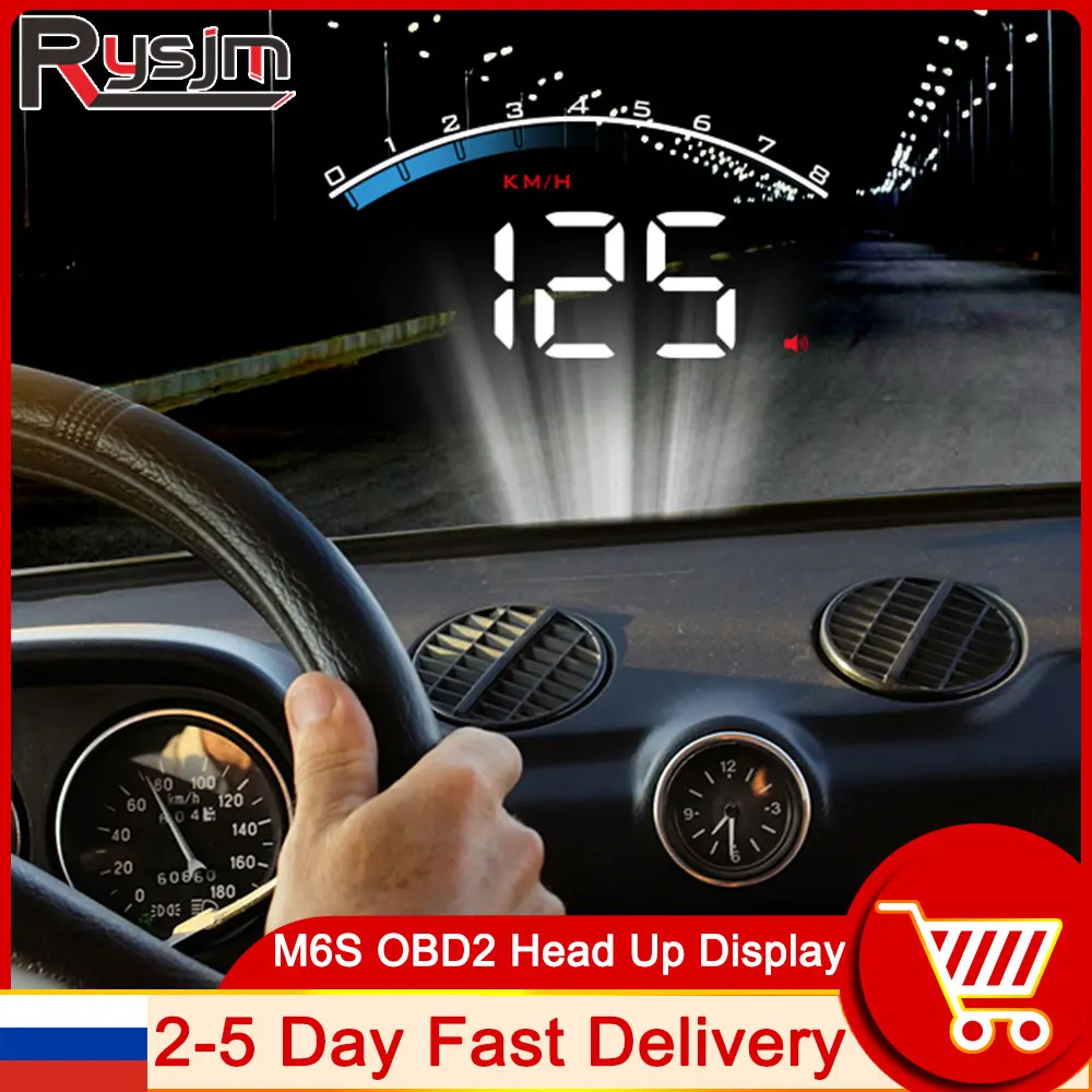 HD M6S HUD Car Head Up Display OBD2 Overspeed Security Alarm Windshield  Projector Display Car Auto Electronics Accessories KM/h - AliExpress