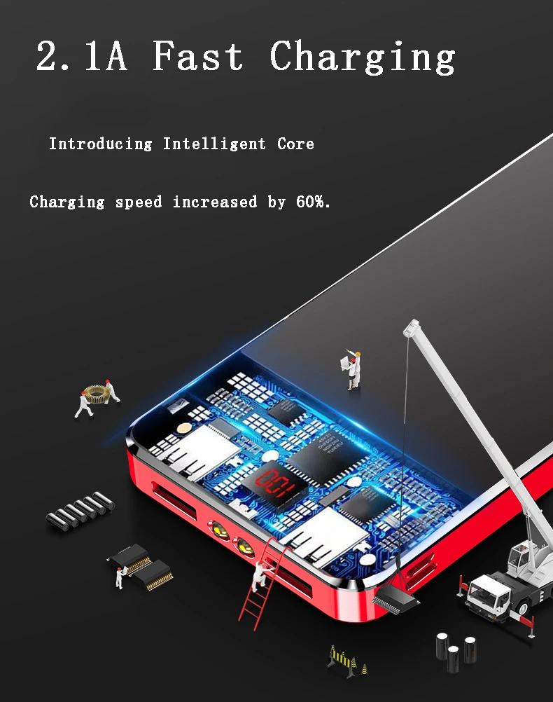 Xiaomi 30000 мАч Внешний аккумулятор для мобильных телефонов с ЖК-дисплеем и цифровым дисплеем, зарядка с сокровищами, тип-c, мобильный аккумулятор для xiaomi для iphone 7/8 plus