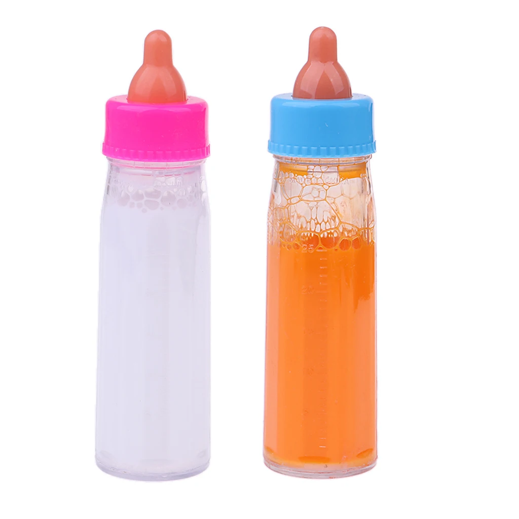 2pcs Newborn Doll Feeding Bottle Magic Milk Juice Disappearing Toy with Pacifier For Baby Doll Toy Gift
