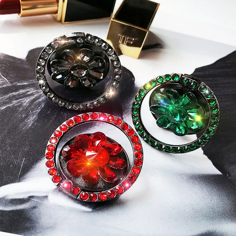 Кронштейн Rhinestone держатель телефонного звонка универсальный металлический Алмазный телефонная розетка поворотный штифт кольцо стойка круглый кронштейн держатель