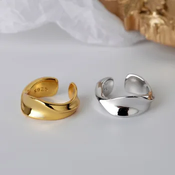 

1PC (No pierced) 100% Authentic 925 Sterling silver Gold /White Wave Waterwave Twisted CLIP earrings TLE1061