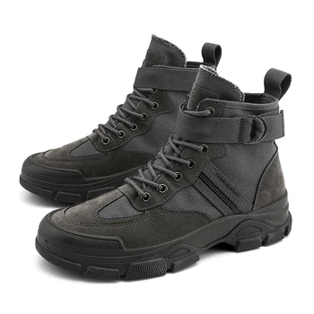 

BIGFIRSE 2020 Korean Men Boots Leisure High Top Male Short Boots Male Flat Man Footwear Shoes Hasp Men Sneakers Spring Autumn