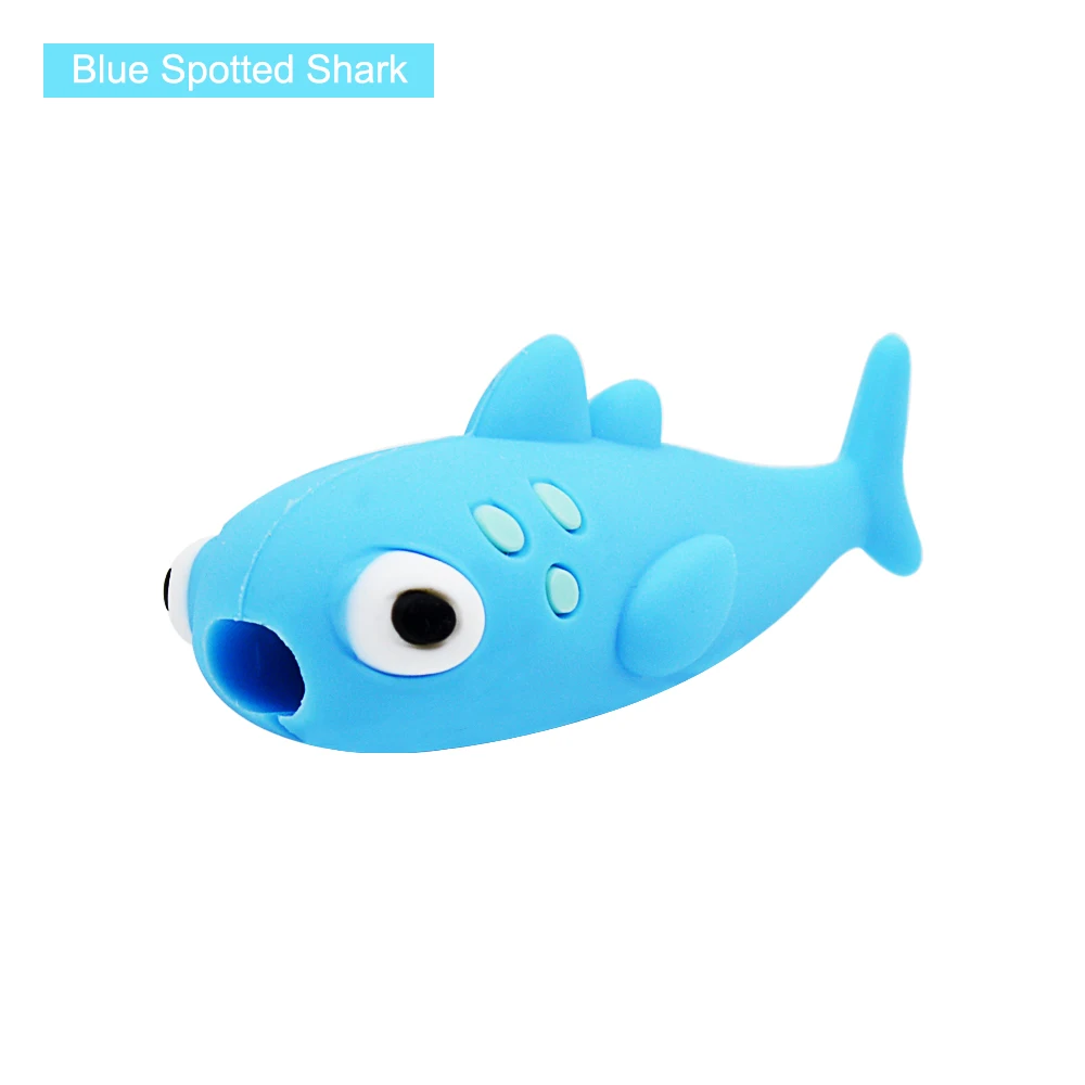 Blue Spotted Shark CHIPAL мультяшный кабель организатор протектор укус Милая рыбка Дракон укусов животных для iPhone Дата-кабель USB намотки Chompers аксессуар - Цвет: Blue Spotted Shark