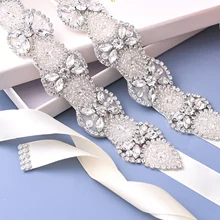 S411 Sparkly Diamond Belt Wedding Belt Bridal Sash Rhinestone Belt for Women Wedding Dress Belt Silver Beaded Bridal Belt