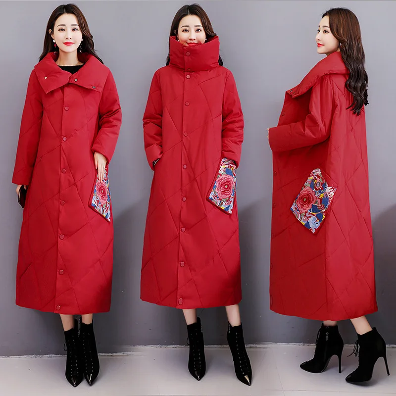 

Cotton-padded Clothes Women's Mid-length 2018 Winter New Style WOMEN'S Dress Loose-Fit Slimming down Jacket Cotton-padded Clothe
