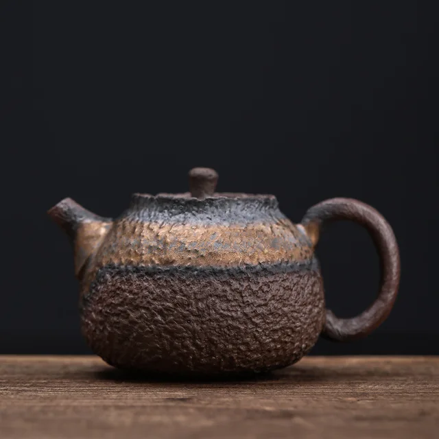 Kézi Retro Japán Kőedény Teáskanna Aranyozott Vas Máz Tea Edények Hagyományos Kínai Vízforraló Setel - Image 2