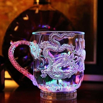 

LED Flash Color Changing Dragon Cup Water Activated Light Up Beer Glass Tea Mug Milk Coffee Lemon Juice Whisky Mug Drinkware
