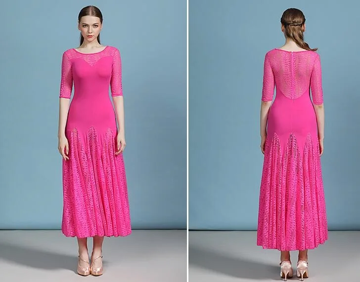 rose red Недорогое женское бальное платье для взрослых, Дамское бальное платье с коротким рукавом, платье для танцев, кружевное платье зеленого, розового, красного, синего, винного цвета my809 - Цвет: rose red