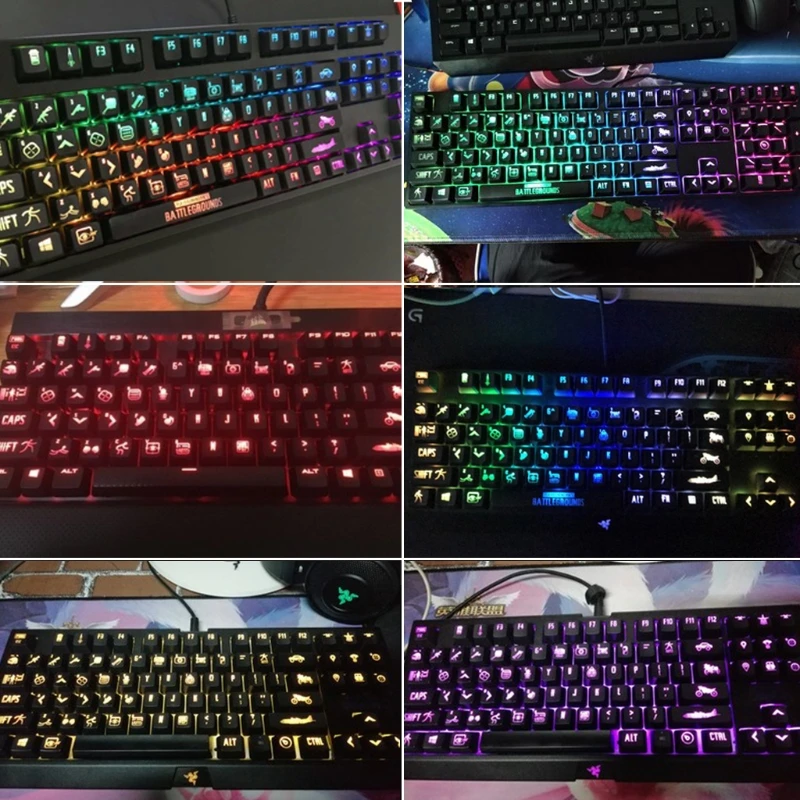  RGB 104 Keycaps Backlight PLAYERUNKNOWNS BATTLEGROUNDS ANSI Keycaps for PUBG DXAC