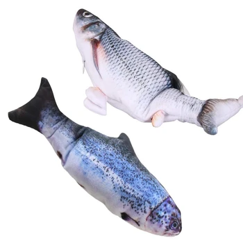 

2Pcs Catnip Fish Toys for Cats Plush Electric Wagging Fish Simulation Interactive Chew Cat Toy for Cats Pets Kitten