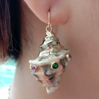 

Spiral Sea Shell Cz pave Hook Earrings