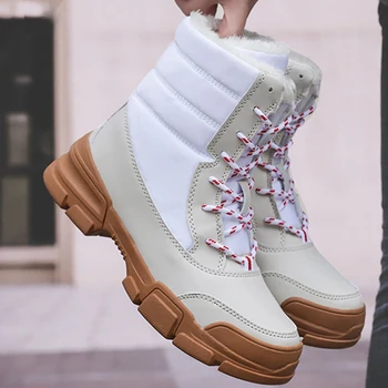 

2019 women snow boots winter warm boots thick bottom platform waterproof for women thick fur cotton shoes