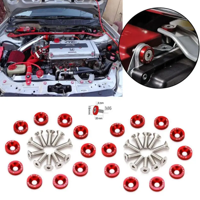 10PCS M6 JDM Car Modified Hex Fasteners Fender Washer Bumper Engine Concave Screws License Plate Bolts Styling | Автомобили и